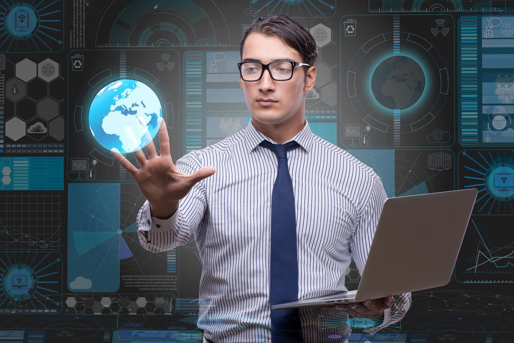 Young businessman in global business concept